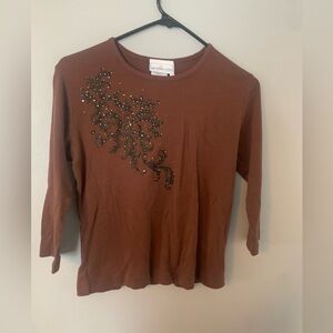Morning Sun .Embellished Brown Blouse by Live and Let Live